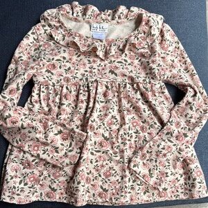 Nicole Miller Girls' Cream Floral Long-Sleeve Top - Pink Floral